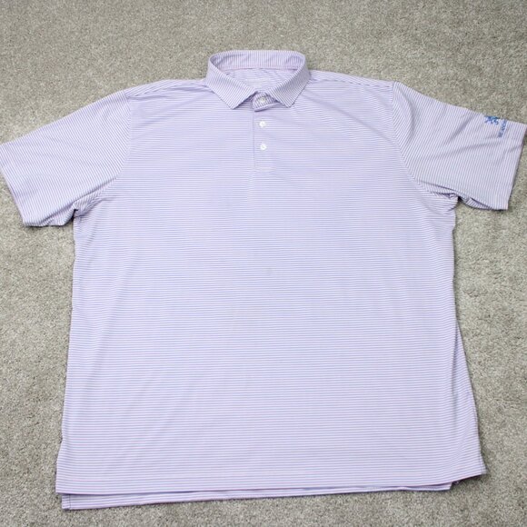 Harlestons Polo Shirt Mens 2XL XXL Pink/Blue Striped Tailored Fit Short Sleeve - Picture 2 of 15
